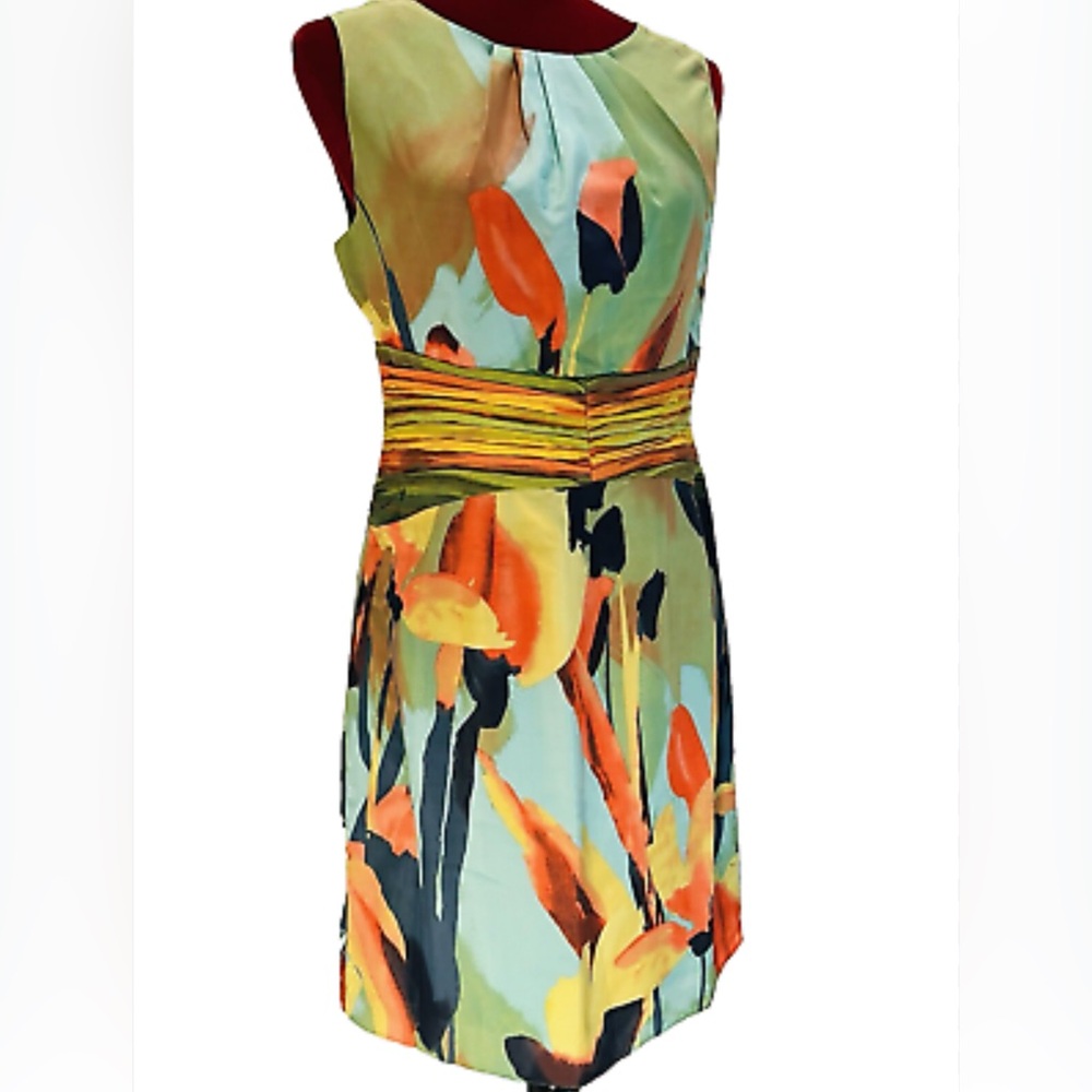 Adrianna Papell Sleeveless Sheath Dress in Vibrant Floral Print Sz 6